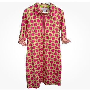 Gretchen Scott Pink And Green Dress 70’s Style EUC Size Medium